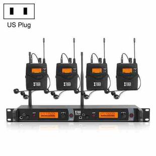 XTUGA IEM1200 Wireless Transmitter 4 Bodypack Stage Singer In-Ear Monitor System(US Plug)
