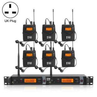 XTUGA IEM1200 Wireless Transmitter 6 Bodypack Stage Singer In-Ear Monitor System (UK Plug)