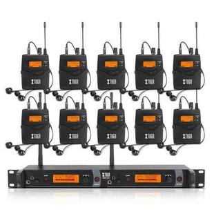 XTUGA IEM1200 Wireless Transmitter 10 Bodypack Stage Singer In-Ear Monitor System (UK Plug)