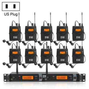 XTUGA IEM1200 Wireless Transmitter 10 Bodypack Stage Singer In-Ear Monitor System(US Plug)