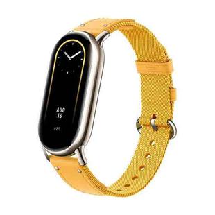 Original For Xiaomi Mi Band 8 Nylon Braided + Leather Watch Band(Yellow)