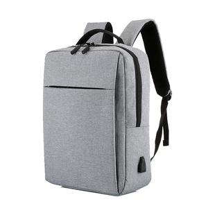 POFOKO Large-capacity Waterproof Oxford Cloth Business Casual Backpack with External USB Charging Design for 15.6 inch Laptops (Grey)
