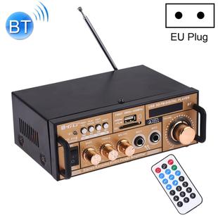 BT-118 Bluetooth HiFi Stereo Audio Amplifier with Remote Controller, LED Display, USB / SD & MMC Card / MP3 / AUX / FM, AC 220V / DC 12V, EU Plug