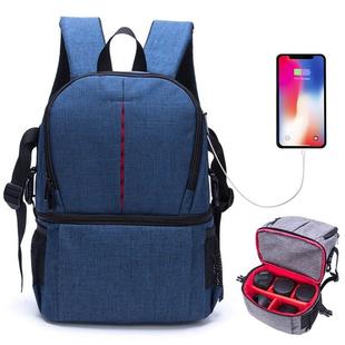 Multi-functional Waterproof Nylon Shoulder Backpack Padded Shockproof Camera Case Bag for Nikon Canon DSLR Cameras(Blue)