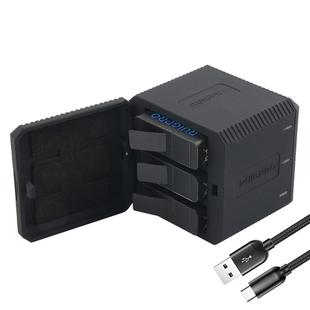 RUIGPRO USB Triple Batteries Housing Charger Box with USB Cable & LED Indicator Light for GoPro HERO6 /5(Black)