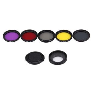 JUNESTAR 7 in 1 Proffesional 37mm Lens Filter(CPL + UV + ND4 + Red + Yellow + FLD / Purple) & Lens Protective Cap for GoPro HERO4 / 3+ / 3 Sport Action Camera