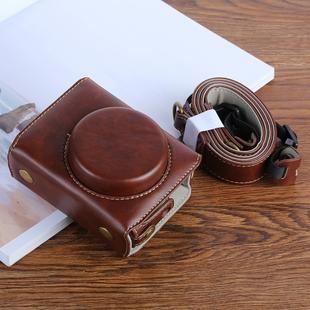 G7XII PU Leather Camera Protective bag for Canon Powershot G7X Mark 2 G7XII Digital camera, with Strap (Coffee)