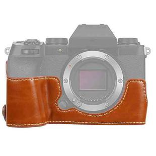 1/4 inch Thread PU Leather Camera Half Case Base for FUJIFILM X-S10 (Brown)