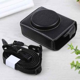 Full Body Camera Litchi Texture PU Leather Case Bag with Strap for Sony DSC-RX100M7 / RX100M6 / RX100M5 / RX100M2 (Black)