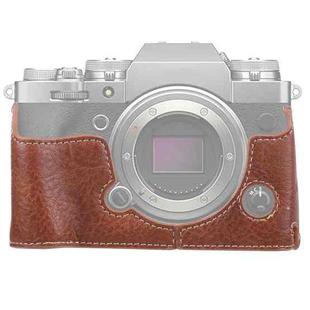 1/4 inch Thread Litchi Texture PU Leather Camera Half Case Base for FUJIFILM X-T4 (Brown)