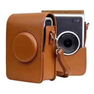 Vertical Full Body Camera PU Leather Case Bag with Strap for FUJIFILM instax mini Evo (Brown)