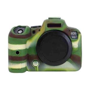 For Canon EOS R6 Litchi Texure Soft Silicone Case(Camouflage)