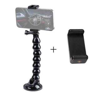Extended Suction Cup Jaws Flex Clamp Mount with 1/4 inch Phone Clamp (Black)