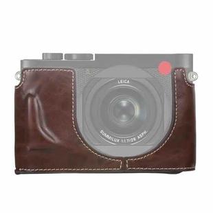 1/4 inch Thread PU Leather Camera Half Case Base for Leica Q2(Coffee)