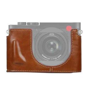 1/4 inch Thread PU Leather Camera Half Case Base for Leica Q2(Brown)