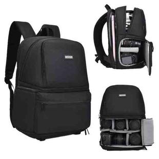 CADeN D39 Large Capacity Shoulders SLR Camera Lens Bag Photography Layered Backpack (Black)