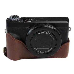1/4 inch Thread PU Leather Camera Half Case Base for Canon G7 X Mark III / G7 X3 (Coffee)