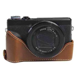 1/4 inch Thread PU Leather Camera Half Case Base for Canon G7 X Mark III / G7 X3 (Brown)