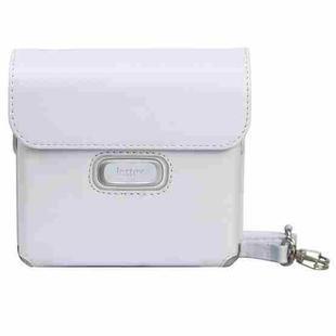 For FUJIFILM instax Link WIDE Full Body PU Leather Case Bag with Strap(White)