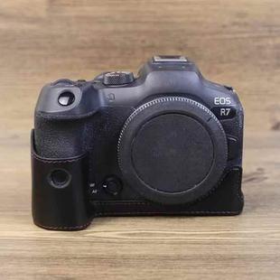 For Canon EOS R7 1/4 inch Thread PU Leather Camera Half Case Base (Black)