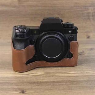 For Fujifilm XH2S 1/4 inch Thread PU Leather Camera Half Case Base (Coffee)