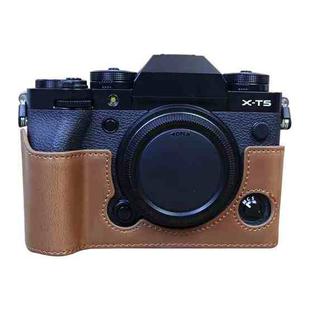 For FUJIFILM X-T5 1/4 inch Thread PU Leather Camera Half Case Base (Coffee)