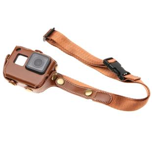 For GoPro HERO7 Black /6 /5  PU Leather Housing Case with Neck Strap & Buttons(Coffee)