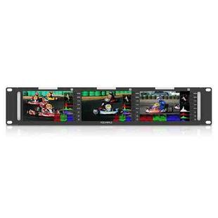 FEELWORLD T51 PLUS Triple 5.5 inch 2RU Rackmount Monitor Full HD 3G-SDI 4KHDMI AV Monitor (UK Plug)