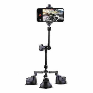 Tri-leg Suction Cup Articulating Friction Magic Arm Phone Clamp Mount (Black)