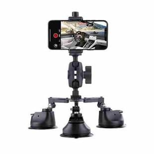 Tri-leg Suction Cup Connecting Rod Arm Phone Clamp Mount (Black)