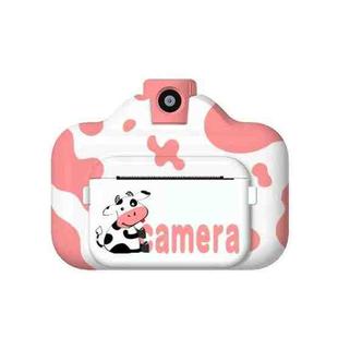 Multi-function Milk Cow WiFi Printing Camera with 2.4 inch Screen for Kids (Pink)