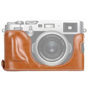 1/4 inch Thread PU Leather Camera Half Case Base for FUJIFILM X100F (Brown)