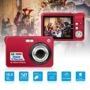 2.7 inch 18 Megapixel 8X Zoom HD Digital Camera Card-type Automatic Camera for Children, with SD Card Slot (Red)