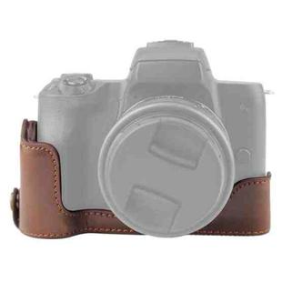 1/4 inch Thread PU Leather Camera Half Case Base for Canon EOS M50 / M50 Mark II (Coffee)