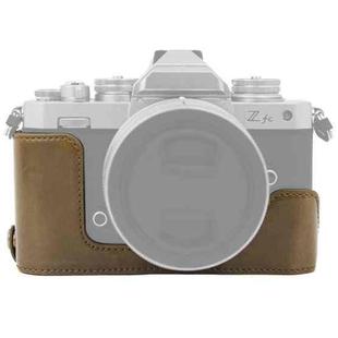 1/4 inch Thread PU Leather Camera Half Case Base for Nikon Z fc (Khaki)