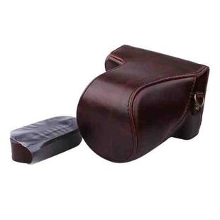 Full Body Camera PU Leather Case Bag with Strap for Canon EOS M200 (15-55mm Lens) (Coffee)