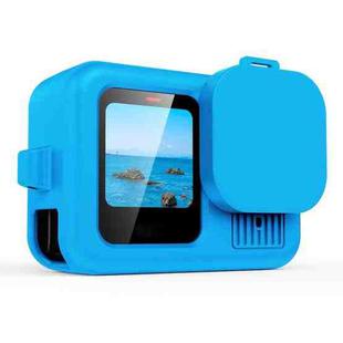 For GoPro HERO13 Black Silicone Protective Case Cover with Wrist Strap & Lens Cover (Blue)