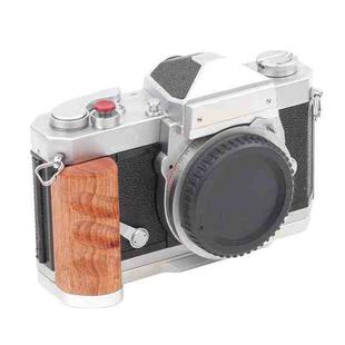 Wooden Hand Grip Arca Quick Release Plate Aluminum Alloy Base for Nikon Nikkormat F / FTn / FT2 / FT3 (Silver)