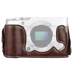 1/4 inch Thread PU Leather Camera Half Case Base for FUJIFILM X-A3 / X-A10(Coffee)