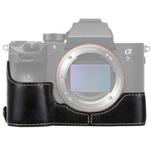 1/4 inch Thread PU Leather Camera Half Case Base for Sony ILCE-A9 / A9 / A7RIII(Black)