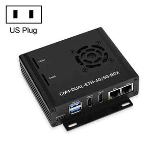 Waveshare Dual Gigabit Ethernet 5G/4G Computer Box with Cooling Fan for Raspberry Pi CM4(US Plug)