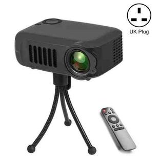 A2000 Portable Projector 800 Lumen LCD Home Theater Video Projector, Support 1080P, UK Plug (Black)