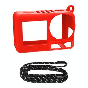 For DJI Osmo Action 5 Pro Sunnylife Silicone Protective Case Scratch-proof Camera Cover with Lanyard (Red)