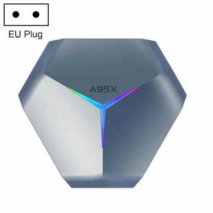 A95X F4 8K UHD Smart TV BOX Android 10.0 Media Player with Remote Control, Amlogic S905X4 Quad Core Cortex-A55 up to 2.0GHz, RAM: 2GB, ROM: 16GB, 2.4GHz/5GHz WiFi, Bluetooth, EU Plug(Metallic Blue)