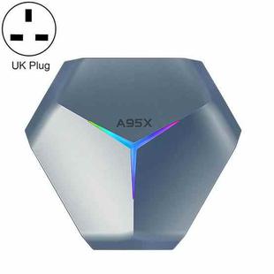 A95X F4 8K UHD Smart TV BOX Android 10.0 Media Player with Remote Control, Amlogic S905X4 Quad Core Cortex-A55 up to 2.0GHz, RAM: 4GB, ROM: 32GB, 2.4GHz/5GHz WiFi, Bluetooth, UK Plug(Metallic Blue)