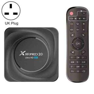 X88 Pro 20 4K Smart TV BOX Android 11.0 Media Player with Infrared Remote Control, RK3566 Quad Core 64bit Cortex-A55 up to 1.8GHz, RAM: 4GB, ROM: 32GB, Support Dual Band WiFi, Bluetooth, Ethernet, UK Plug