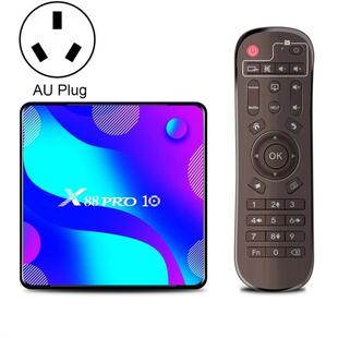X88 Pro 10 4K Ultra HD Android TV Box with Remote Controller, Android 10.0, RK3318 Quad-Core 64bit Cortex-A53, 4GB+32GB, Support Bluetooth / Dual-Band WiFi / TF Card / USB / AV / Ethernet(AU Plug)