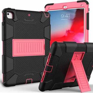 Shockproof Two-color Silicone Protection Shell for iPad 9.7(2018) & 9.7(2017) & Air 2, with Holder(Black+Red)