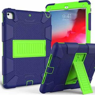 Shockproof Two-color Silicone Protection Shell for iPad 9.7(2018) & 9.7(2017) & Air 2, with Holder(Navy Blue+Yellow-green)