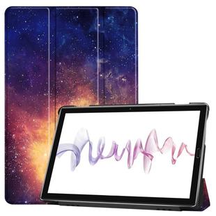 Custer Texture Colored Drawing Horizontal Flip PU Leather Case for Huawei MediaPad M6 10.8, with Three-folding Holder & Sleep / Wake-up Function(Galaxy)